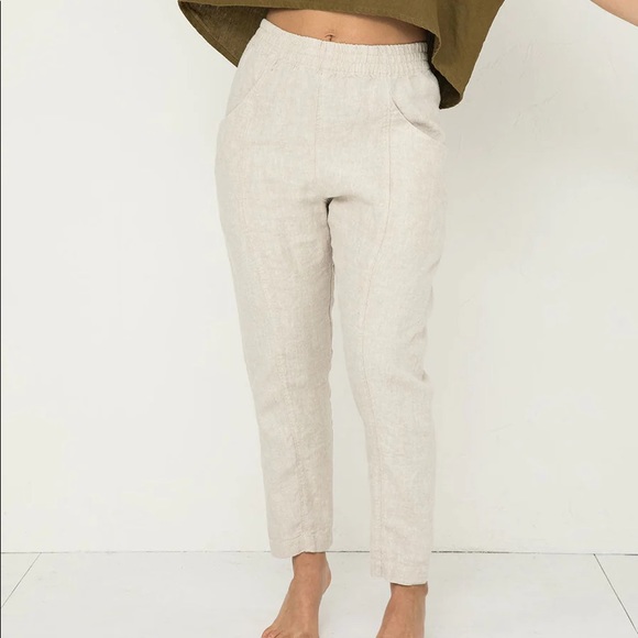 Elizabeth Suzann Clyde Workpants in Flax Midweight Linen, Size 1X - Picture 2 of 16